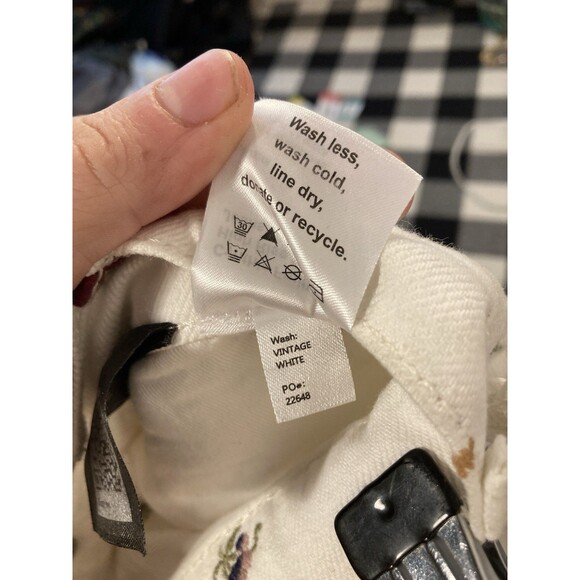 Reformation Cynthia Fruitloops High Rise White Embroidered Straight Jeans Sz 24 - Picture 9 of 9